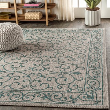 Charleston Vintage Filigree Textured Weave Indoor/outdoor Area Rug